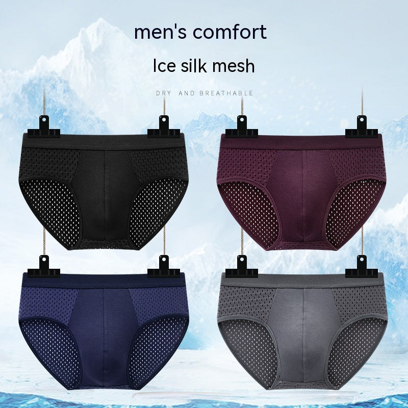 Ice Silk Breathable Men's Mesh Triangle Briefs