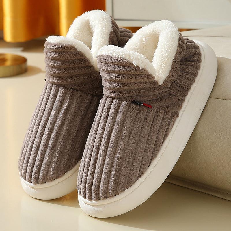 Full Heel Wrap Cotton Shoes Fleece Lined Platform - ForVanity SLIPPERS