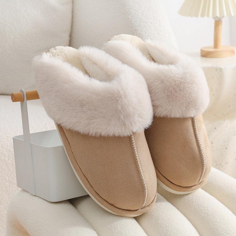 Winter Warm Plush Home Slippers Indoor Fur Slippers Women Soft Lined Cotton Shoes Comfy Non-Slip Bedroom Fuzzy House Shoes Women Couple - ForVanity SLIPPERS