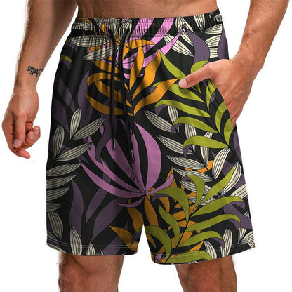 Men's Summer Leaf Series 3D Printed Casual Beach Shorts - ForVanity Beachwear, men's clothing, men's shorts, shorts, Summer Men's Shorts