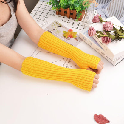 Korean-Style Women's Thermal Knitted Sleeves - Elegance Meets Warmth - ForVanity gloves, women's accessories Gloves