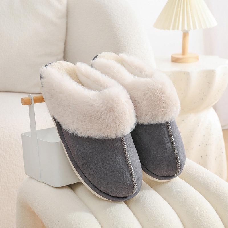 Winter Warm Plush Home Slippers Indoor Fur Slippers Women Soft Lined Cotton Shoes Comfy Non-Slip Bedroom Fuzzy House Shoes Women Couple - ForVanity SLIPPERS