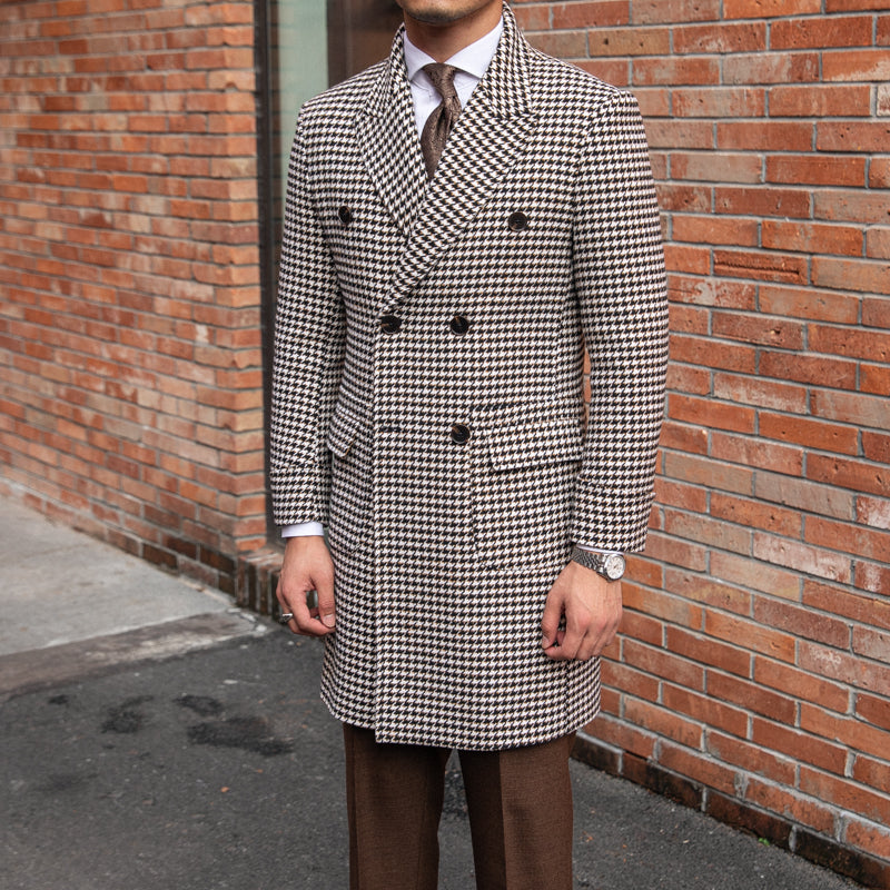 Double Breasted Thick Houndstooth Coat Vintage