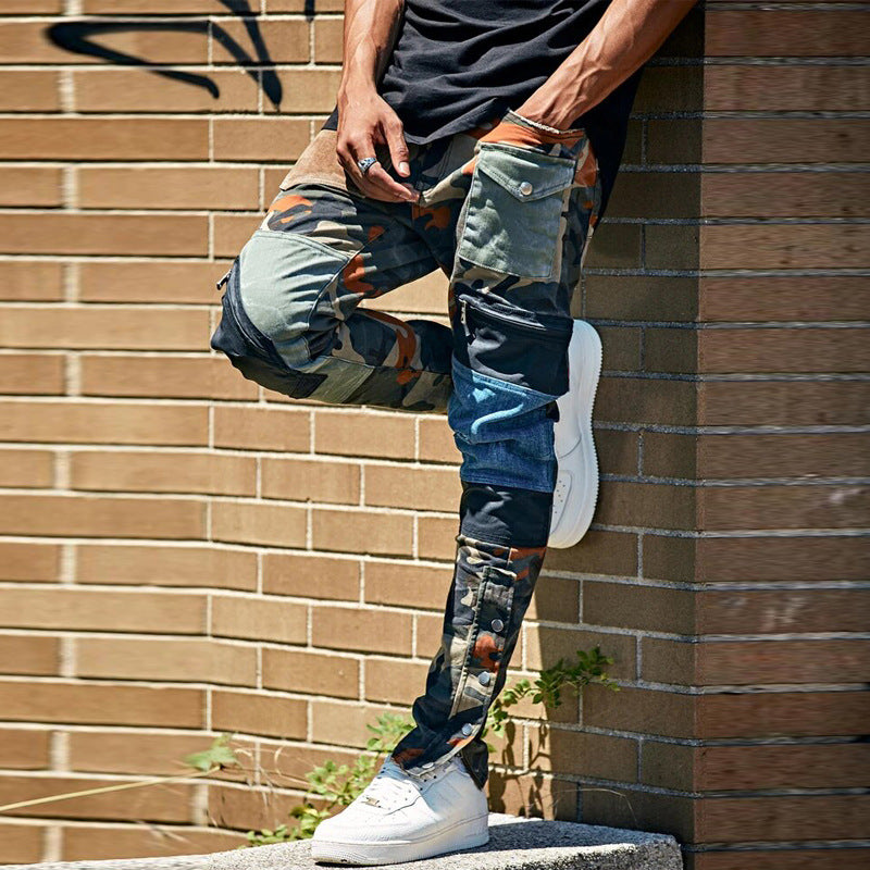 Men's Sleek Slim-Fit Straight-Leg Jeans with Buttonhole Detail