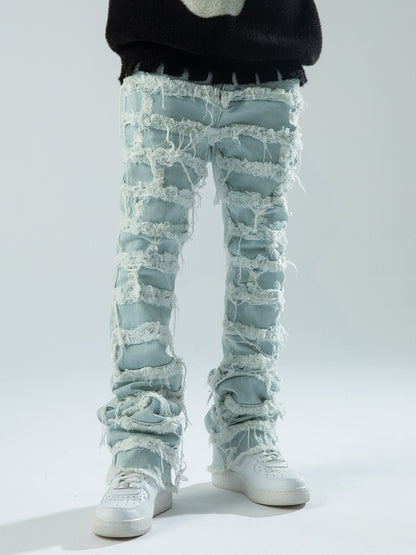 Men's Hip-Hop High Street Micro-Ripped Slim Jeans