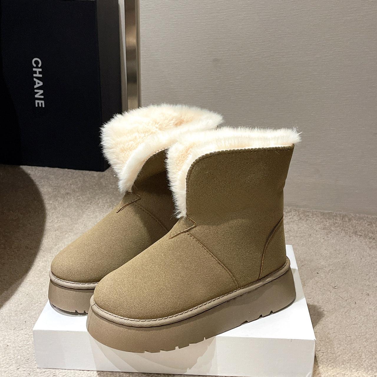 Winter Warm Snow Boots New Fashion Foldable Fleece Cotton Shoes For Women Plus Velvet And Thickened Plush Ankle Boots - ForVanity Boots