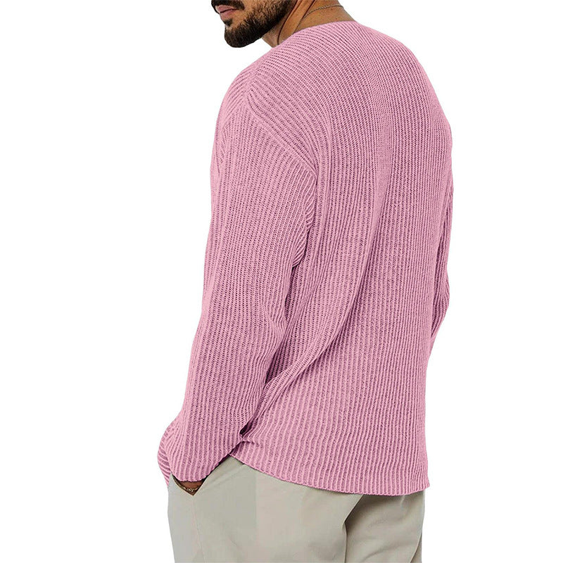 Men's V-Neck Solid Color Sweater - Youth