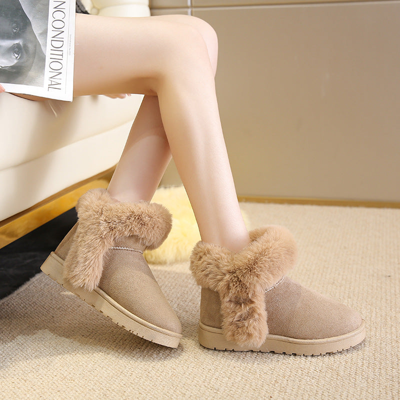 Snow Boots For Women Students Winter Warm Slip On Fluffy Platform Comfy Fleece Ankle Boots Non-slip Plush Cotton Shoes - ForVanity Boots