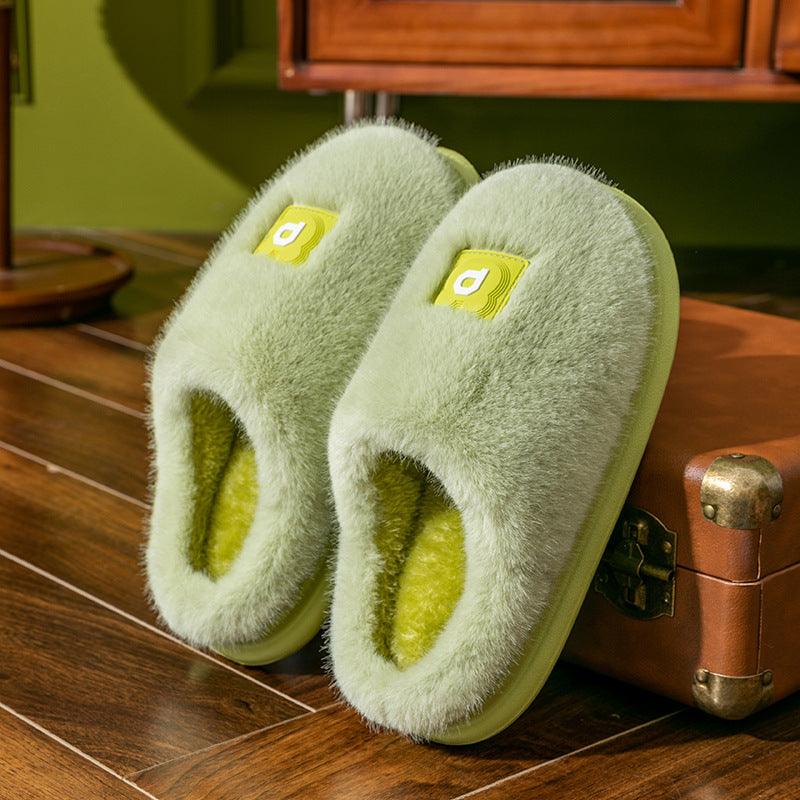 Soft Furry Plush Slippers Winter Indoor Non-slip Floor Slippers Women's Thickened Solid Warm Home Cotton Shoe - ForVanity SLIPPERS