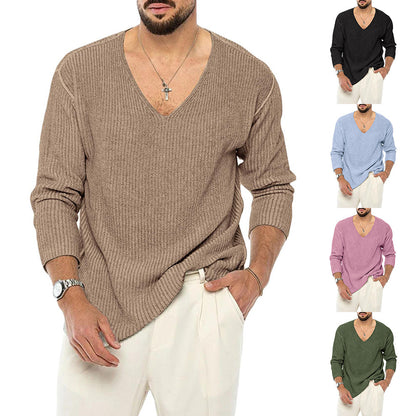 Men's V-Neck Solid Color Sweater - Youth