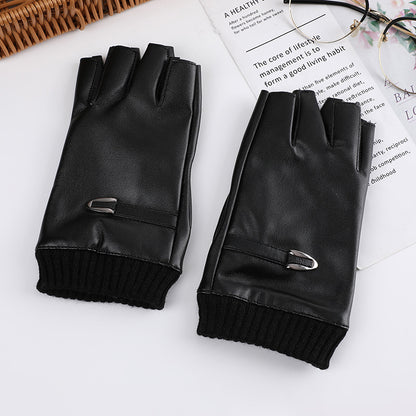 Steampunk-Inspired PU Leather Half-Finger Women's Gloves