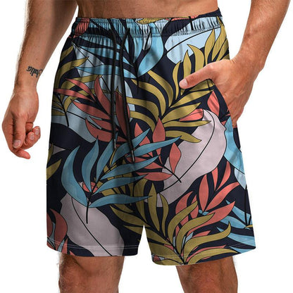 Men's Summer Leaf Series 3D Printed Casual Beach Shorts - ForVanity Beachwear, men's clothing, men's shorts, shorts, Summer Men's Shorts