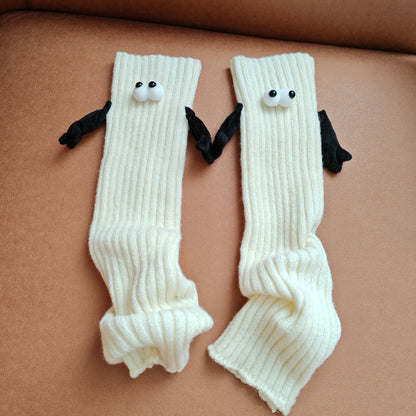 Couples' Abstract-Designed Magnetic Grip Mid-Calf Socks