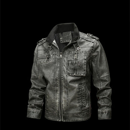 Men's Fashion Casual Motorcycle PU Leather Coat