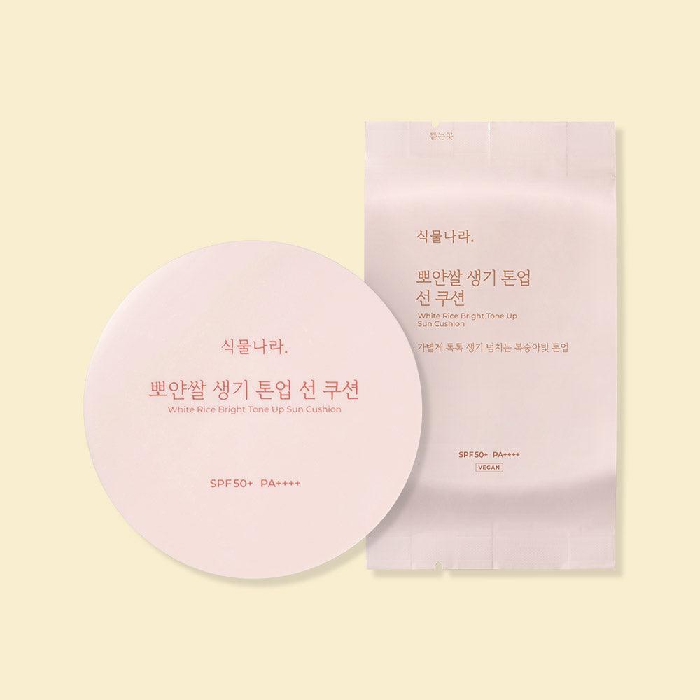 Shingmulnara White Rice Bright Tone Up Sun Cushion Refill Set 15g+15g - ForVanity BEAUTY, cushion, face makeup, foundation, makeup, Makeup Base, MAKEUP Cushion MAKEUP Cushion