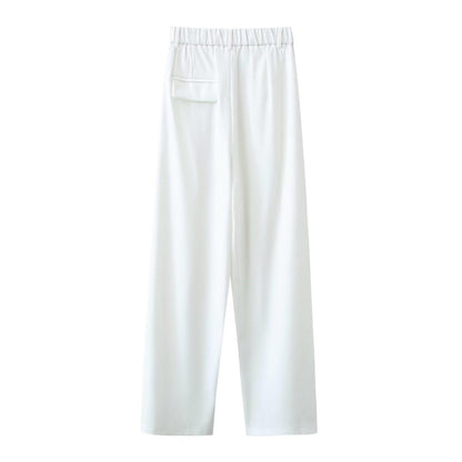 Contemporary Asymmetric Short Blazer & High Waist Wide Leg Pants Suit - ForVanity pant suit, women's clothing, women's suits Pant Suits