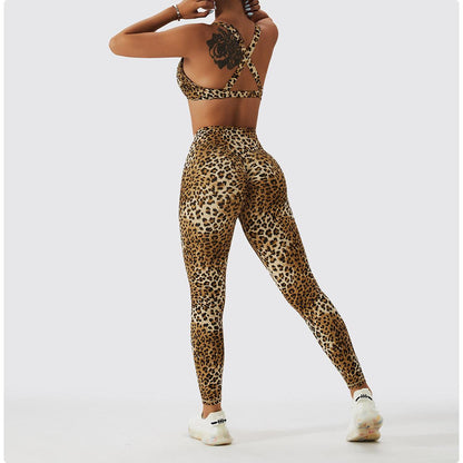Seamless Tight Fitness Set with Animal Print - ForVanity sports sets, women's sports & entertainment Sports Sets