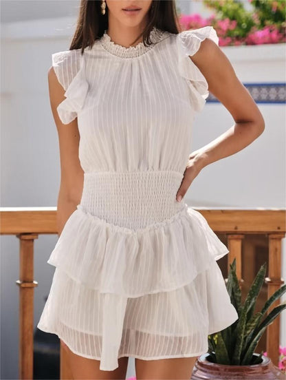 Women's Elegant Sleeveless Ruffle Chiffon Dress - ForVanity dress, Summer, Vacation Dress Vacation Dress
