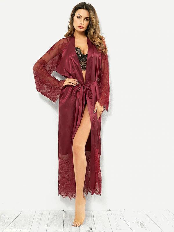 Women's Spandex Cutout Long Sleeve Nightgown - ForVanity robes, Sweet Dreams, women's lingerie Robes