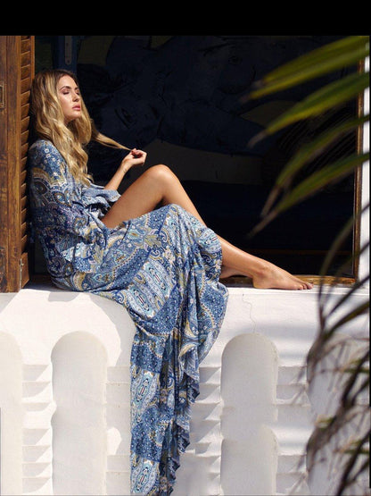 Embrace Bohemian Chic with our Printed Lace Beach Dress - ForVanity Beachwear, dress, Summer, Vacation Dress Vacation Dress