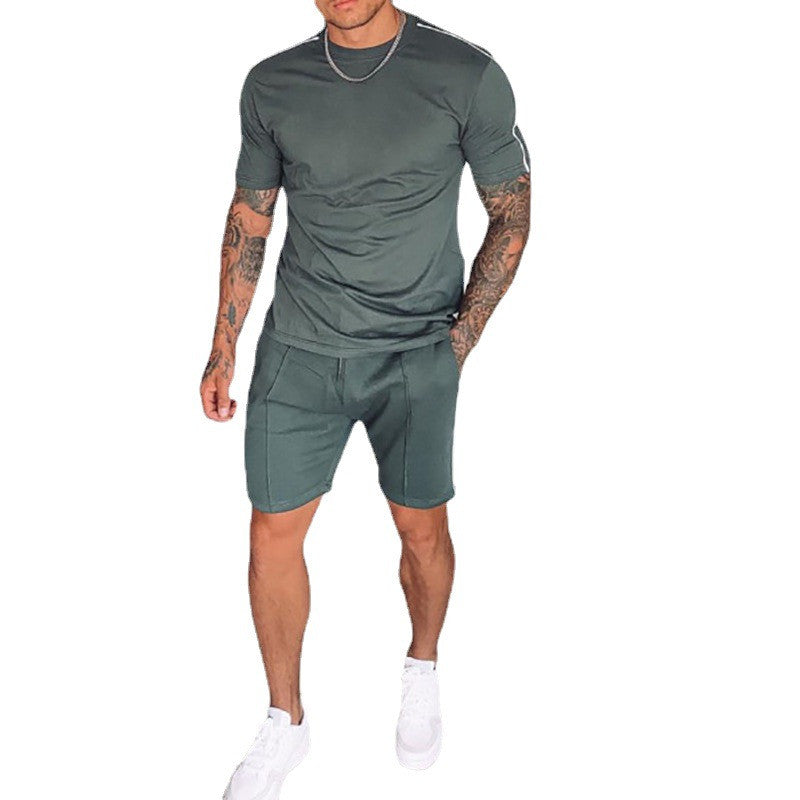 Men's Summer Casual Outfit - Short-Sleeved T-Shirt & Shorts Two-Piece Set