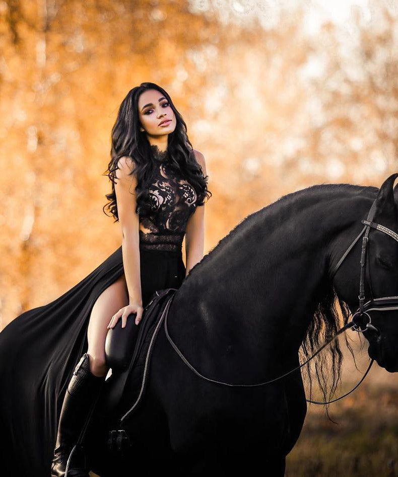 Elegant See Through Lace Nude Back High Slit Maxi Dress - ForVanity dress, formal dress Formal Dress