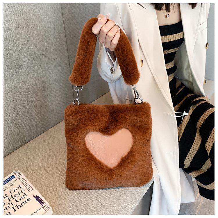 Love Winter Plush Shoulder Bag - ForVanity handbag, shoulder bags, Valentine’s Day, Valentine’s Day Shoes & Bags, women's bags Handbags