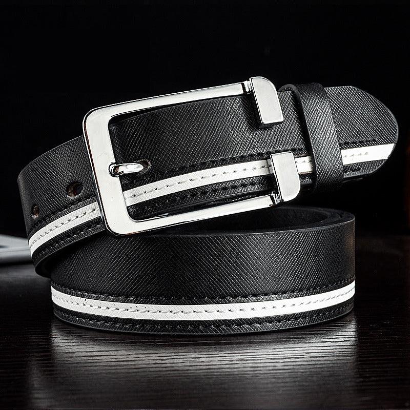 Trendy Men's White Leather Belt - ForVanity belts, men's accessories belts