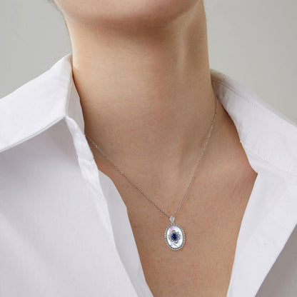 Silver Sapphire Diamond Pendant Chain Necklace - ForVanity Jewellery