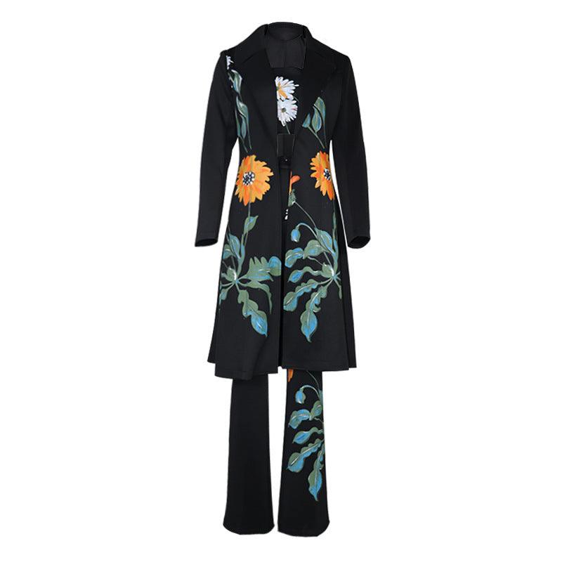 Office-Ready Floral Print Suit for Women - ForVanity pant suit, women's clothing, women's suits Pant Suits