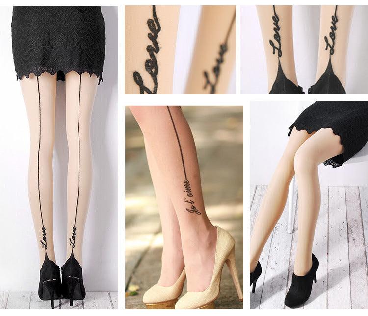Chic LOVE Vertical Line Silk Stockings - Breathable and Stylish Design - ForVanity lingerie accessories, Pantyhose & Stockings, women's lingerie Stockings