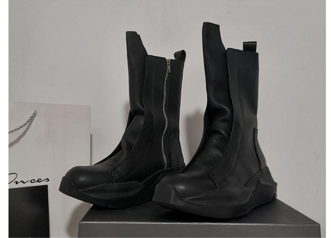 Show Zipper Leather Boots - ForVanity boots, men's shoes Boots