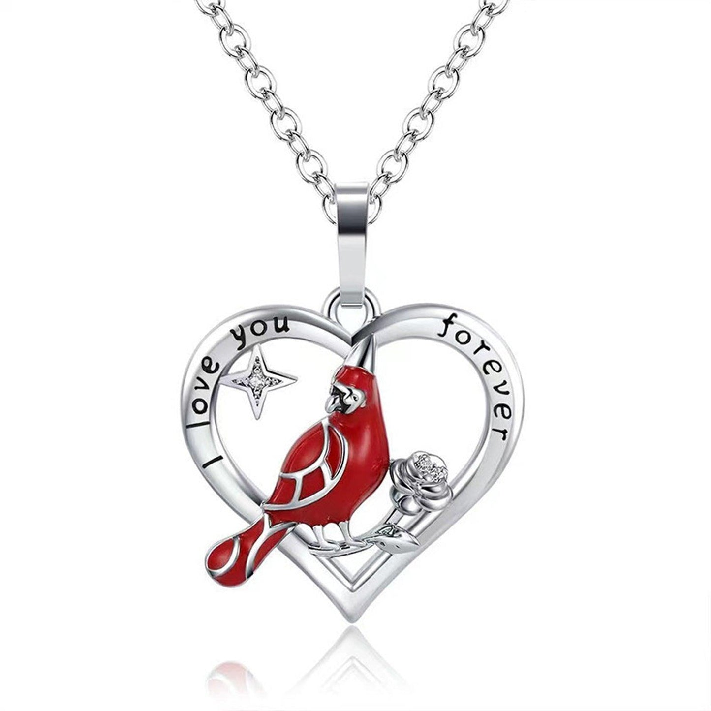 Cardinal Heart Pendant Necklace - ForVanity Valentine’s Day, Valentine’s Day Love Jewelry, women's jewellery & watches Silver Necklace