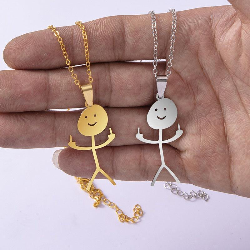 Funny Necklace Smiley Stick Figure Pendant - ForVanity Valentine’s Day, Valentine’s Day Love Jewelry, women's jewellery & watches necklace