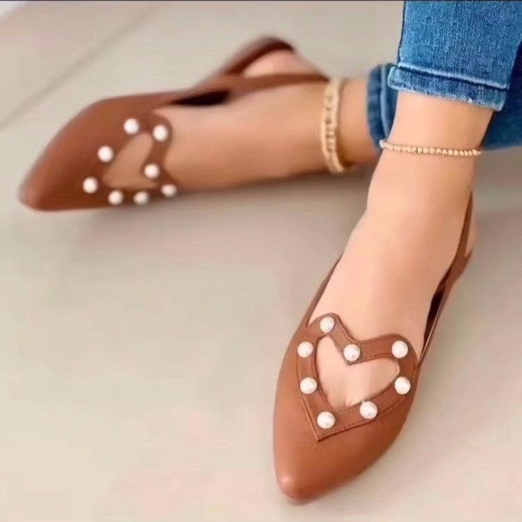 Love Pearls Flats Women Sandals - ForVanity sandals, Valentine’s Day, Valentine’s Day Shoes & Bags, women's shoes Sandals