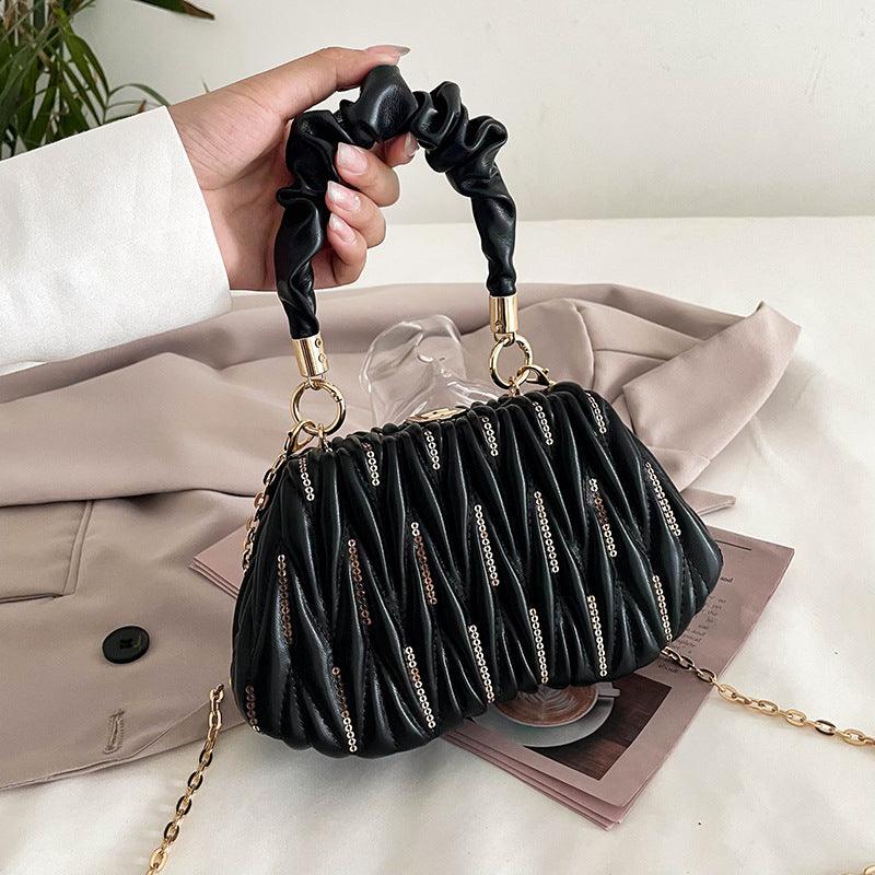 Fashion Chain Pleated Messenger Bag - ForVanity handbag, top-handle bags, Valentine’s Day, Valentine’s Day Shoes & Bags, women's bags Handbags