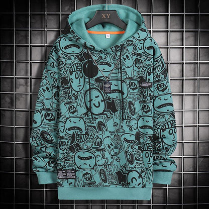 Men's Fashion Cartoon Print Casual Sports Hooded Sweater - Pullover - ForVanity hoodies, hoodies & sweatshirts, men's clothing, men's hoodies & sweatshirts Hoodies