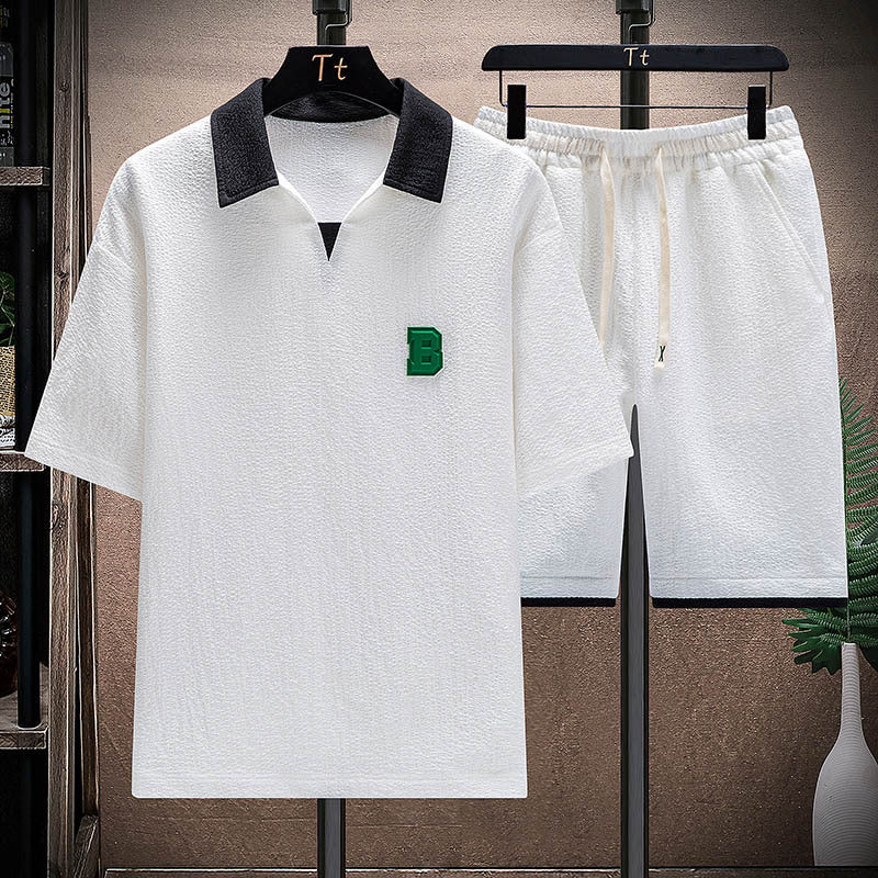 Men's Summer Ice Silk Short Sleeve T-Shirt & Shorts Set - Cool & Comfortable Leisure Wear