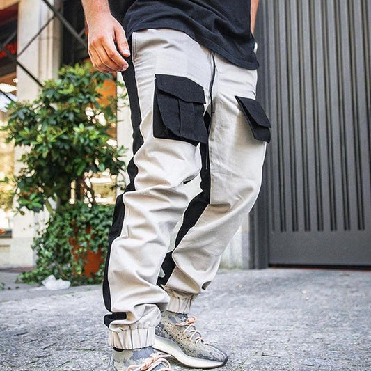 Men's Trendy Casual Pants Large Size Color Block Straight - ForVanity pants