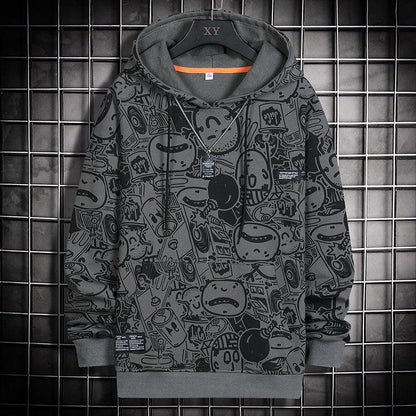 Men's Fashion Cartoon Print Casual Sports Hooded Sweater - Pullover - ForVanity hoodies, hoodies & sweatshirts, men's clothing, men's hoodies & sweatshirts Hoodies