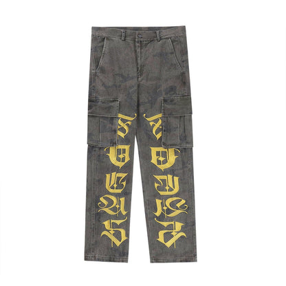 Men's Embroidered Straight Denim Trousers - ForVanity jeans, men's clothing Jeans