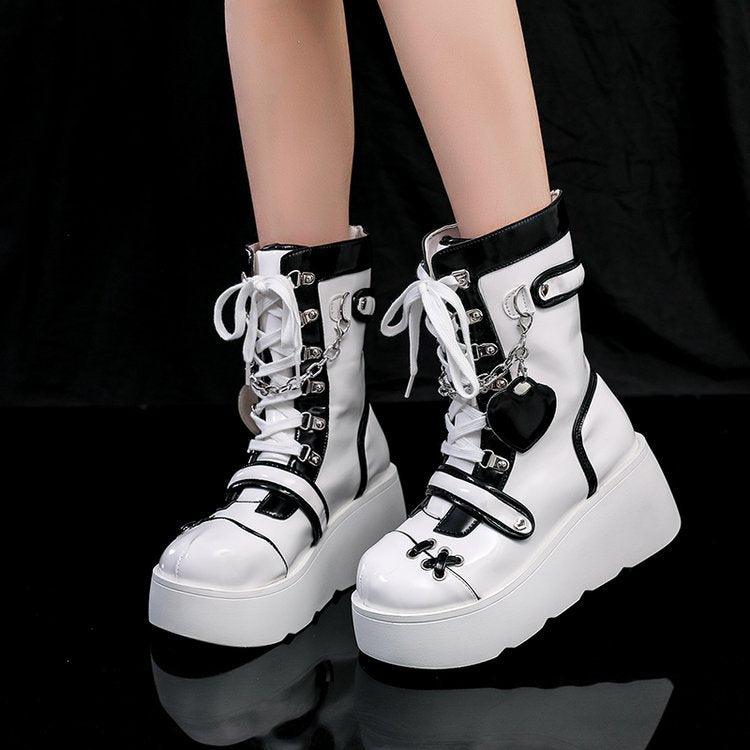 Edge-Cutting Punk Belt Buckle Boots - ForVanity Boots