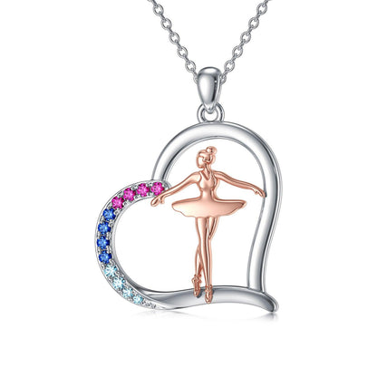 Silver Heart Ballet Dancer Necklaces Jewelry Gift - ForVanity Valentine’s Day, Valentine’s Day Love Jewelry, women's jewellery & watches Silver Necklace
