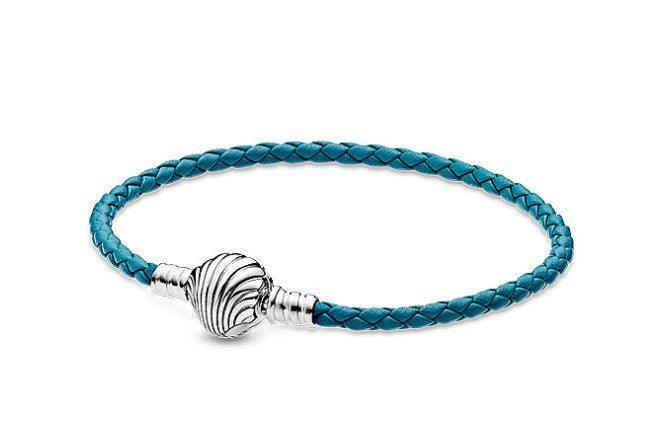 Silver Seashell Clasp Turquoise Braided Leather Bracelet - ForVanity bracelets & bangles, women's jewellery & watches Bracelets