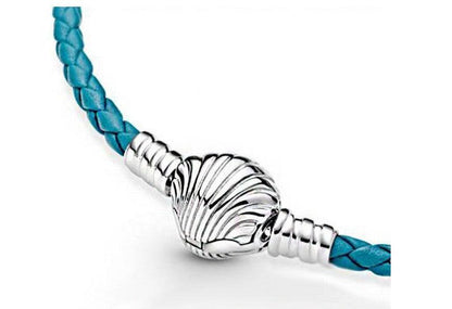Silver Seashell Clasp Turquoise Braided Leather Bracelet - ForVanity bracelets & bangles, women's jewellery & watches Bracelets