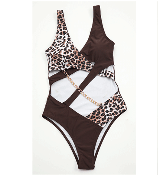 Animal Print Cutout Siamese One-piece Swimsuit - ForVanity women's lingerie, women's swimwear Swimwear