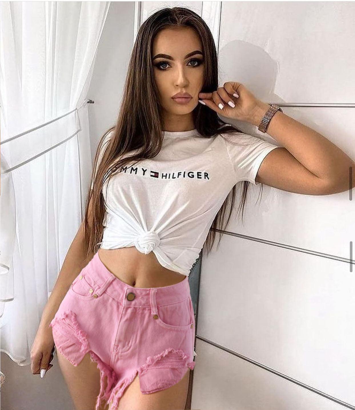 Stylish High Waist Slim-Fit Pink Denim Shorts for Women - Casual & Sexy - ForVanity denim, shorts, women's clothing Shorts