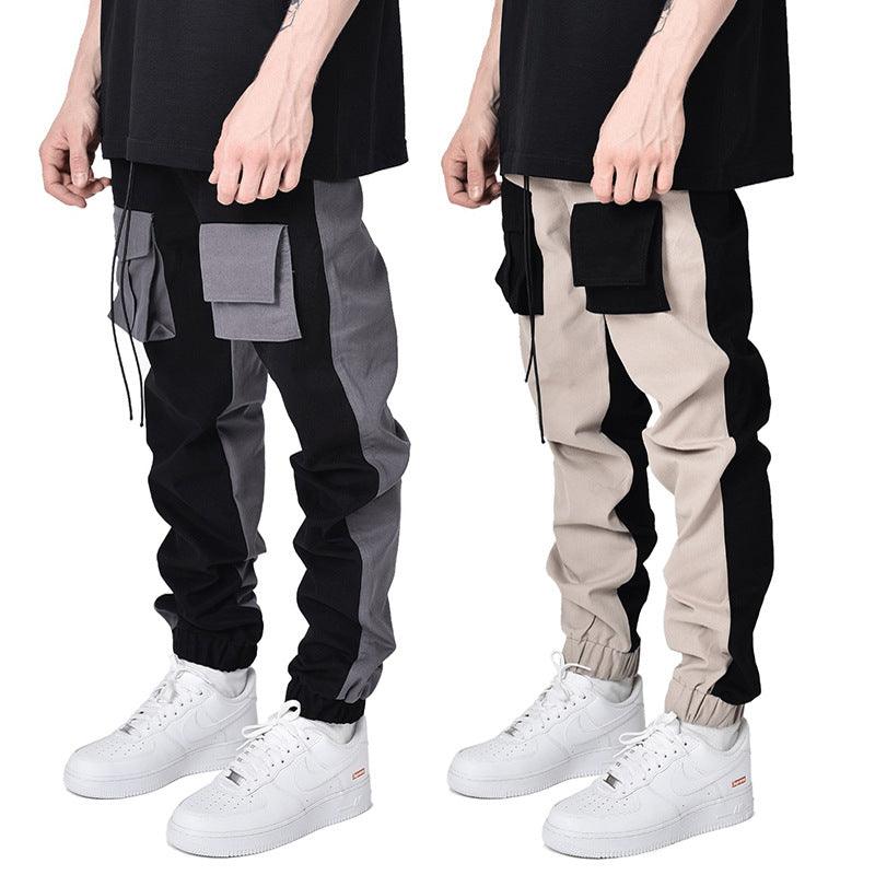 Men's Trendy Casual Pants Large Size Color Block Straight - ForVanity pants