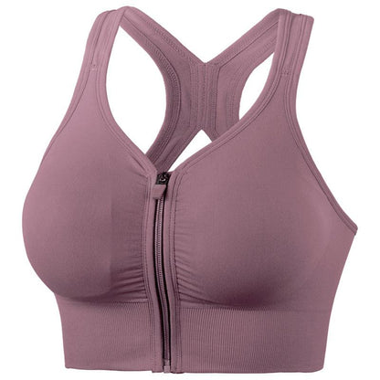 Sporty Front Zipper Crossback Sports Bra - ForVanity tops & tees, women's sports & entertainment Sports Top