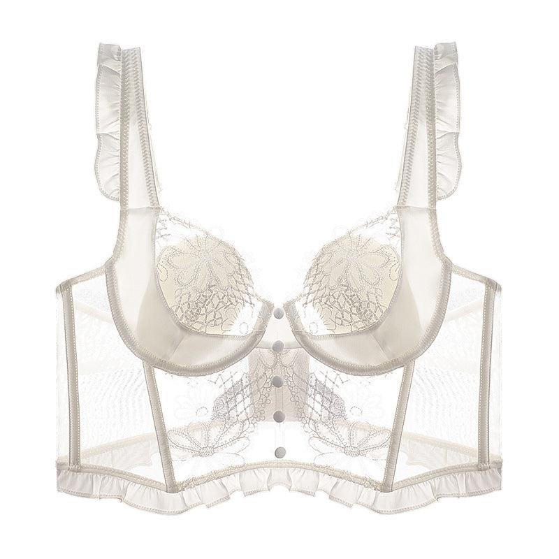 French Lace Sexy Boning Corset Flying Sleeve Bra - ForVanity bras, women's lingerie 